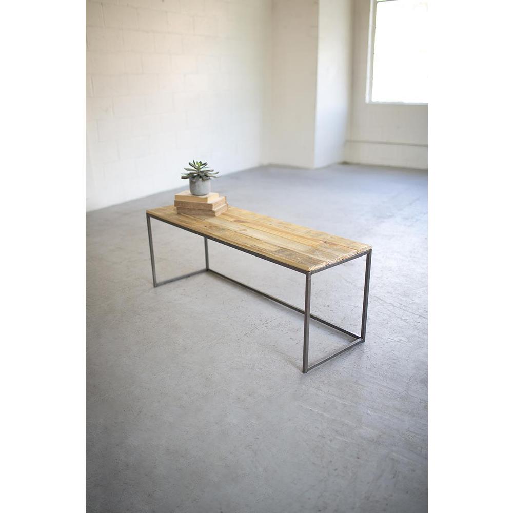 Iron And Recycled Wood Bench. Picture 2