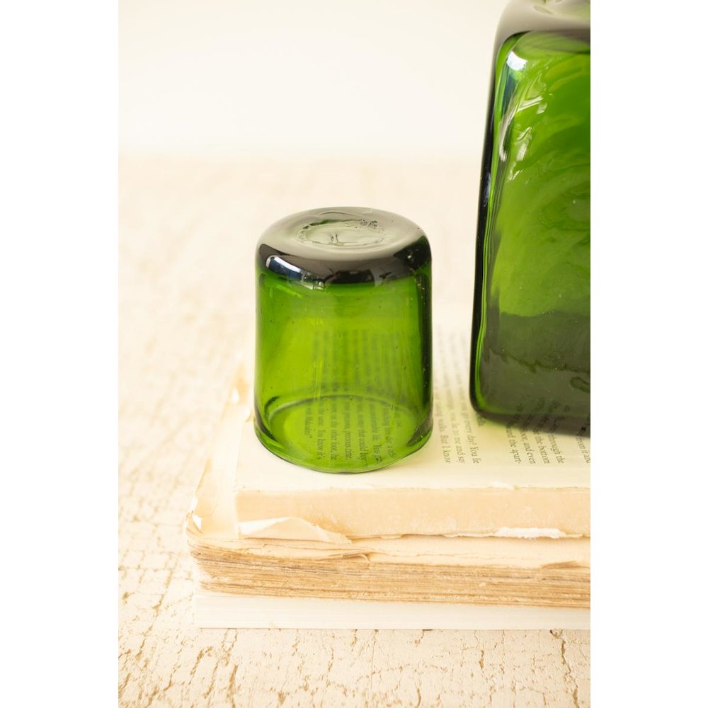 Bedside Water Carafe and Drinking Glass - Green. Picture 2
