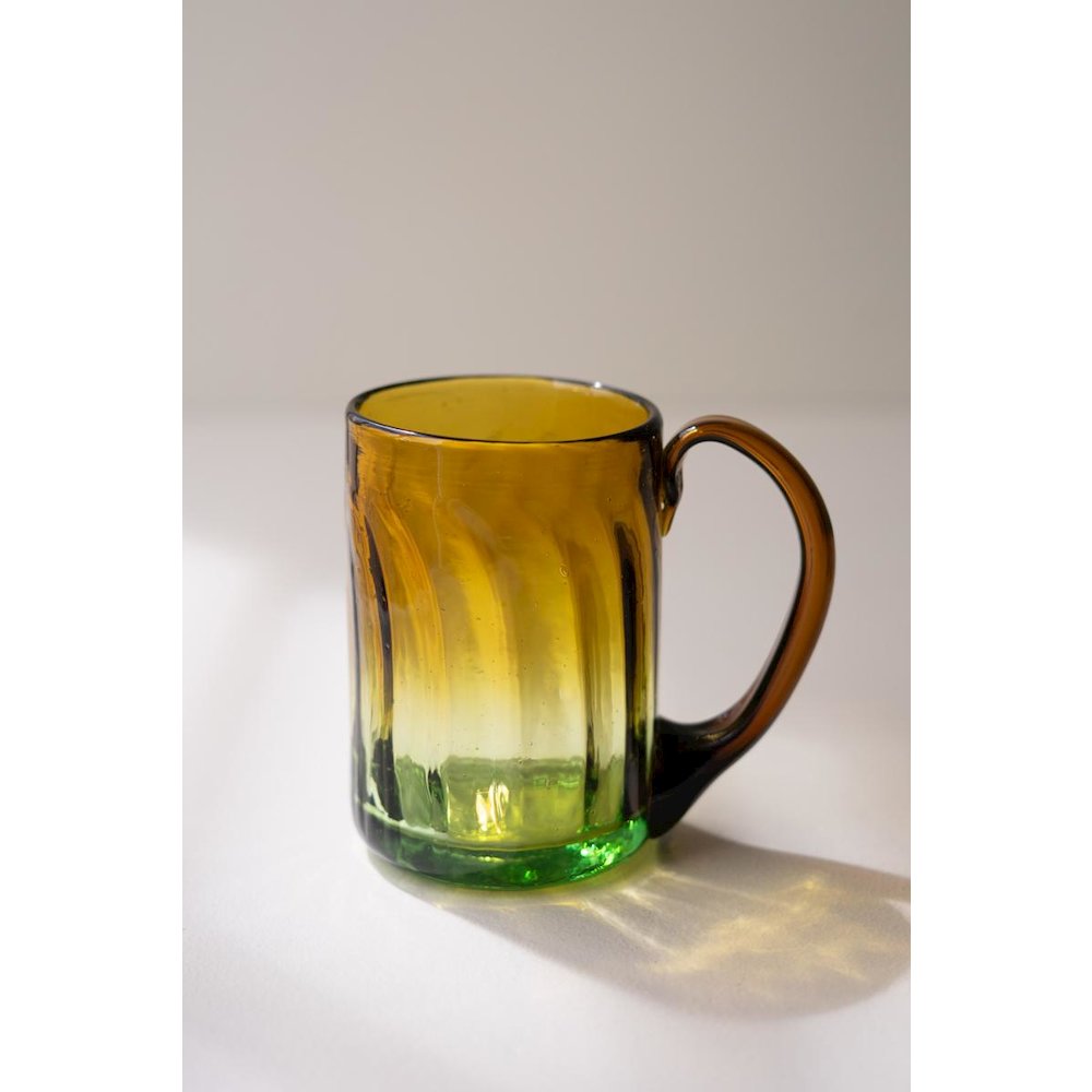 Recycled Fluted Amber Glass Mug with Handle. Picture 2
