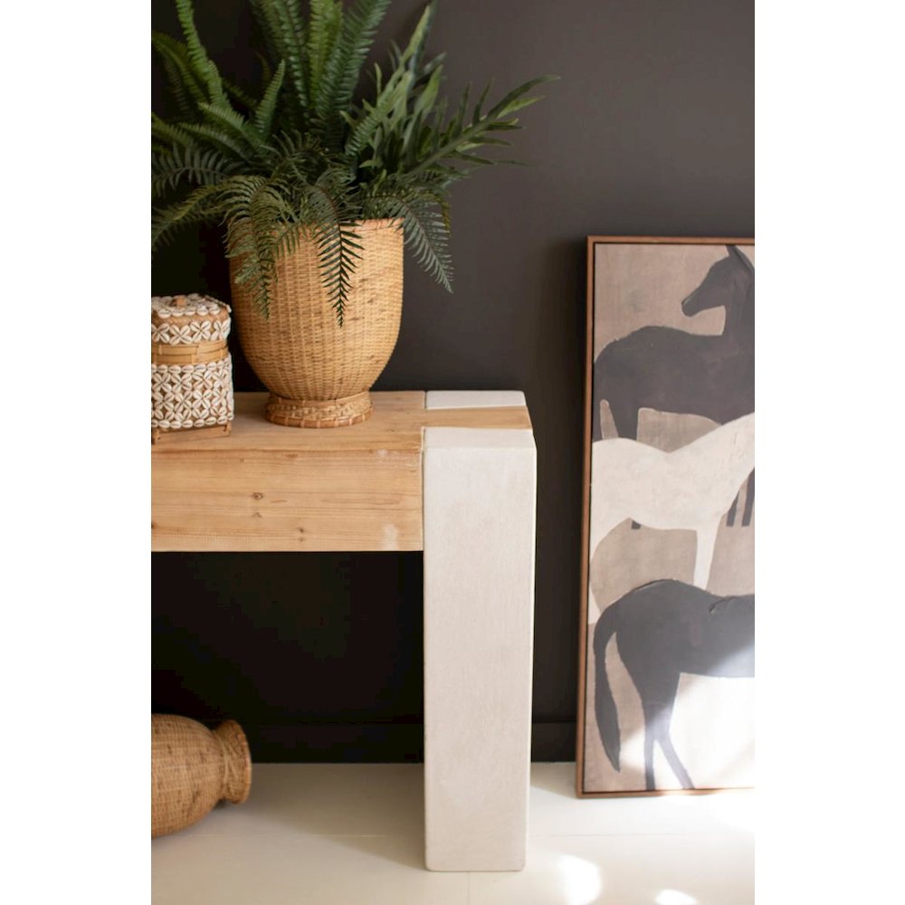 Textured Console With Wooden Top. Picture 3