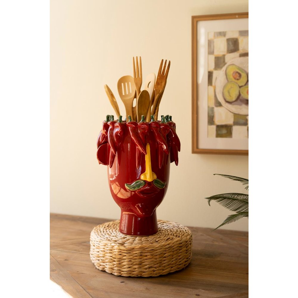 Ceramic Head Planter - Red Peppers. Picture 1