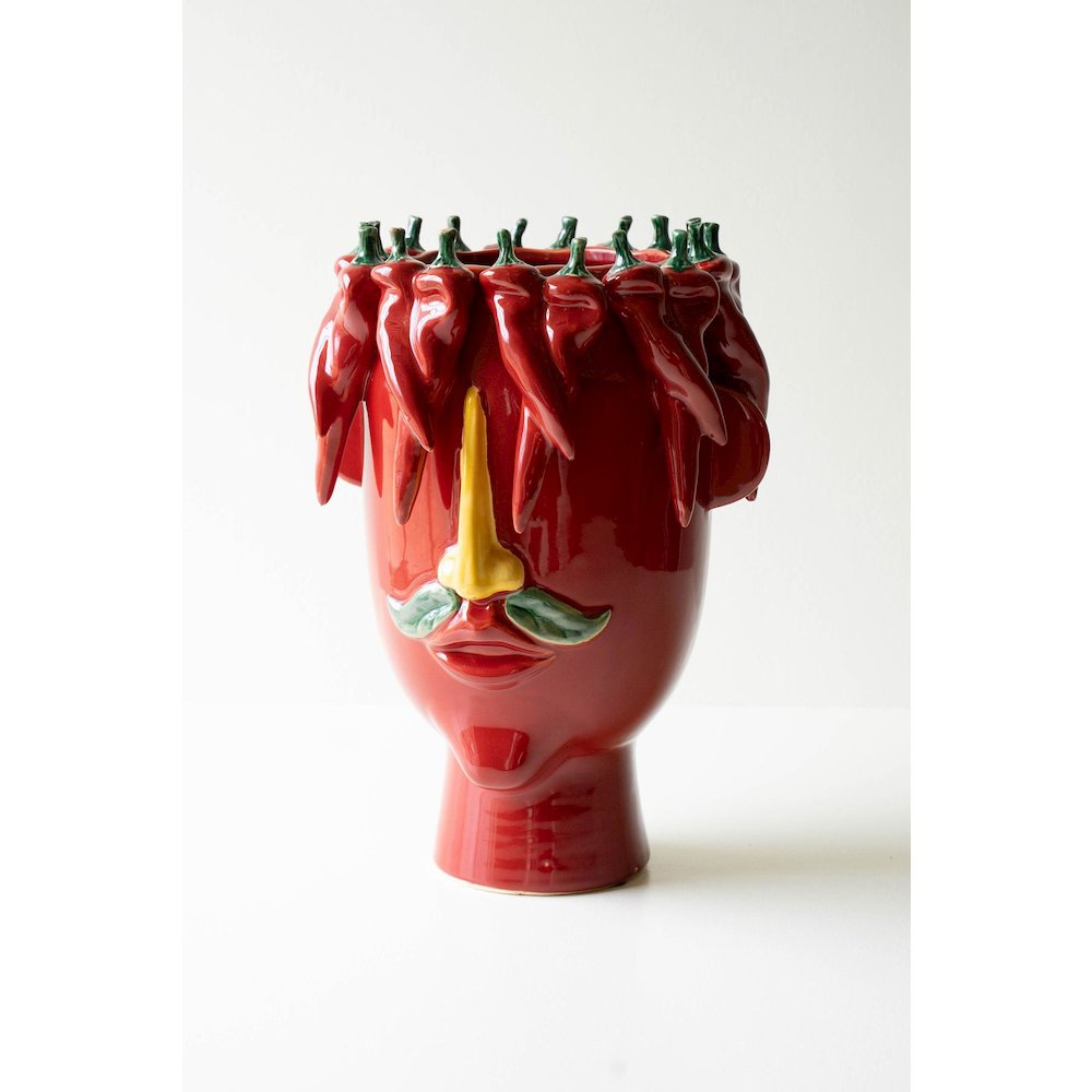 Ceramic Head Planter - Red Peppers. Picture 3