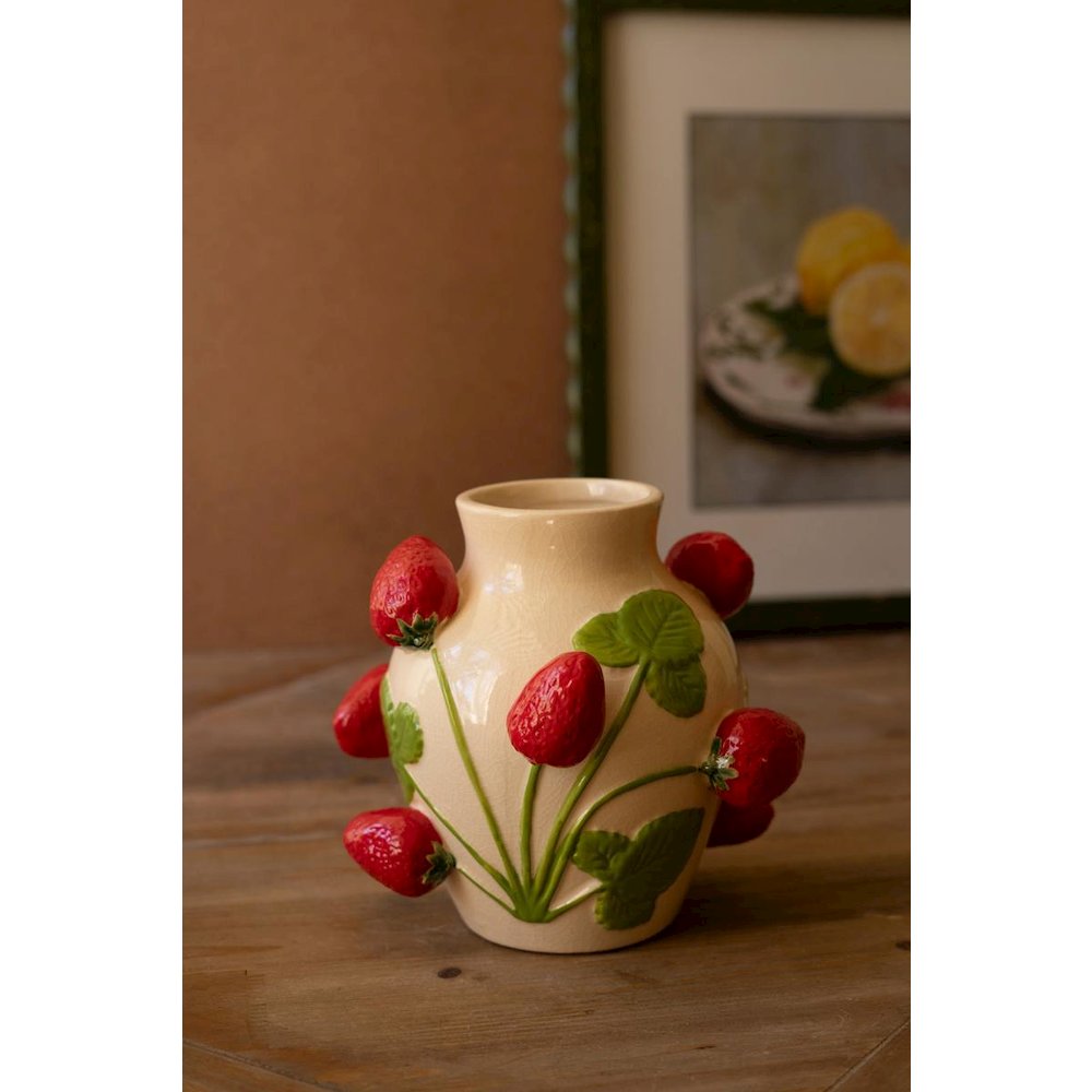 Small Ceramic Strawberries Vase. Picture 1