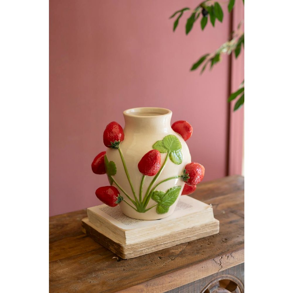 Small Ceramic Strawberries Vase. Picture 3
