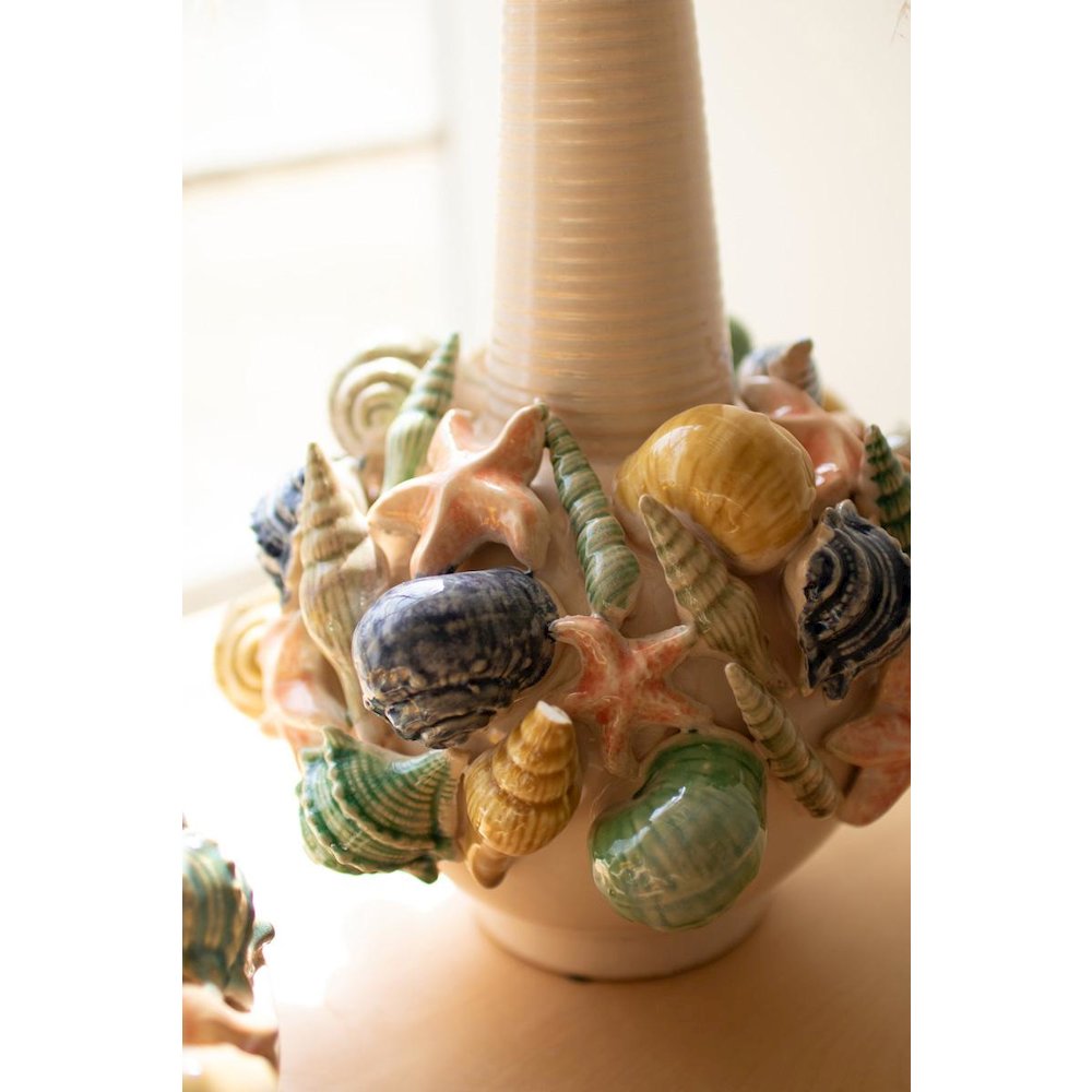 Ceramic Coastal Bottle Vase With Long Neck. Picture 2