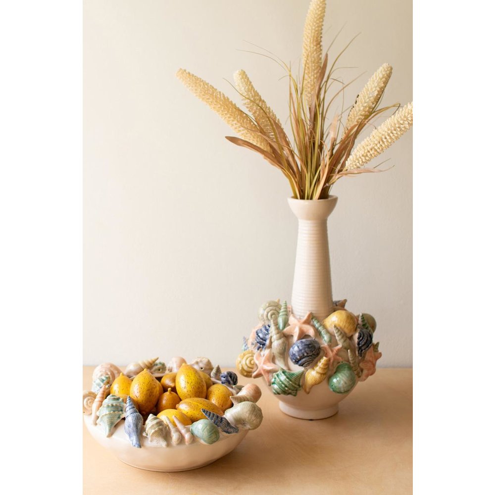 Ceramic Coastal Bottle Vase With Long Neck. Picture 3
