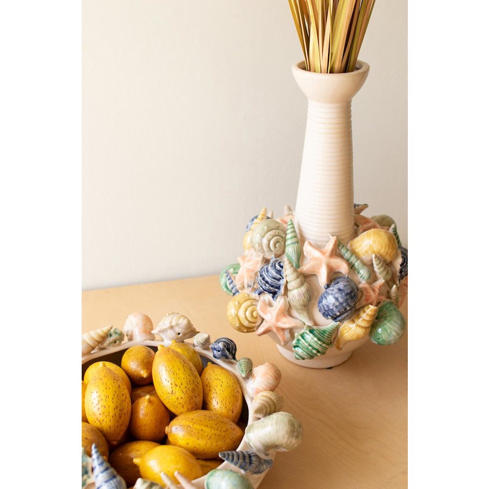 Ceramic Coastal Bottle Vase With Long Neck. Picture 4