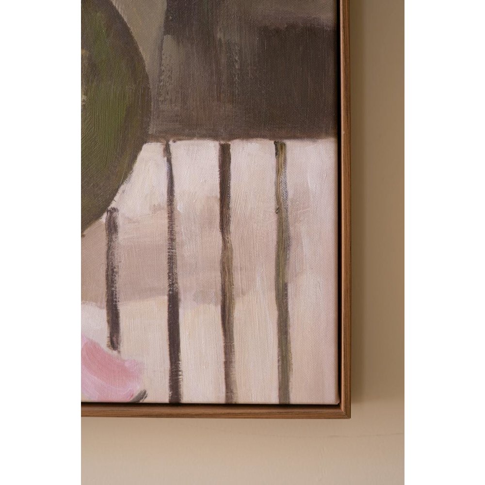 Framed Paint Over Print - Green Vase with Pink Flowers. Picture 2