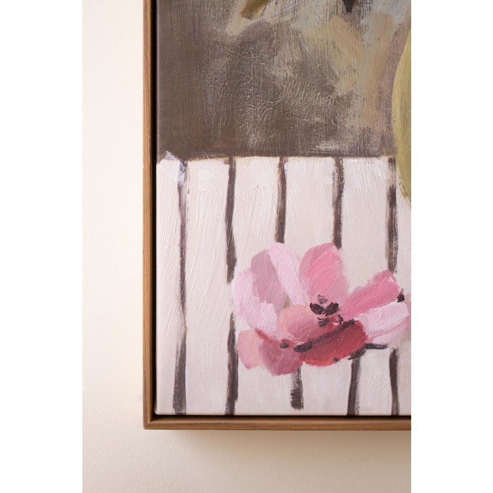 Framed Paint Over Print - Green Vase with Pink Flowers. Picture 3