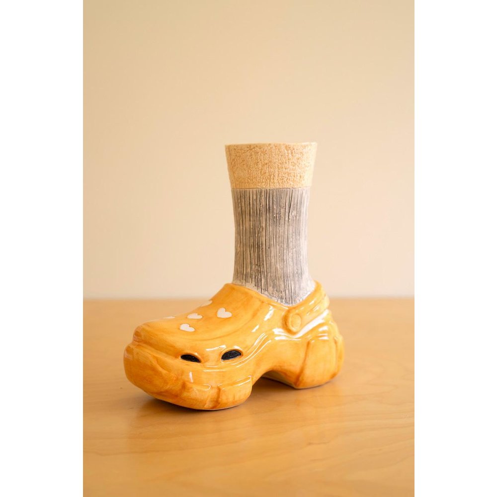 Ceramic Crocs And Socks Vase. Picture 1