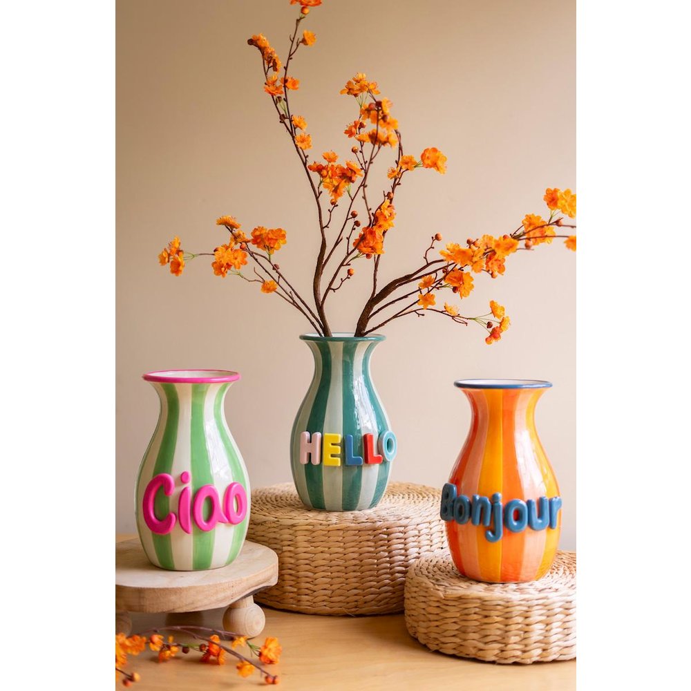 Set Of Three Ceramic Hello Vases. Picture 1