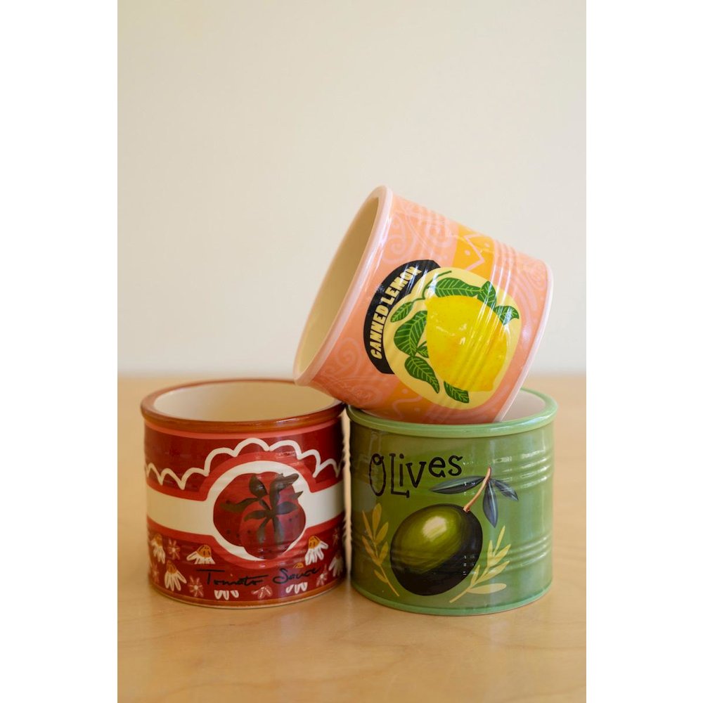 Set Of Three Ceramic Canned Goods Planters. Picture 3