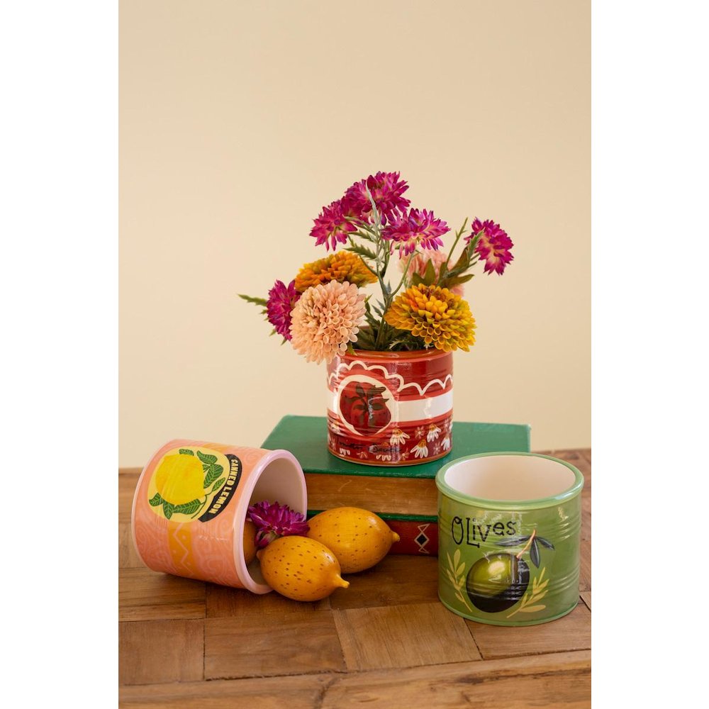 Set Of Three Ceramic Canned Goods Planters. Picture 4