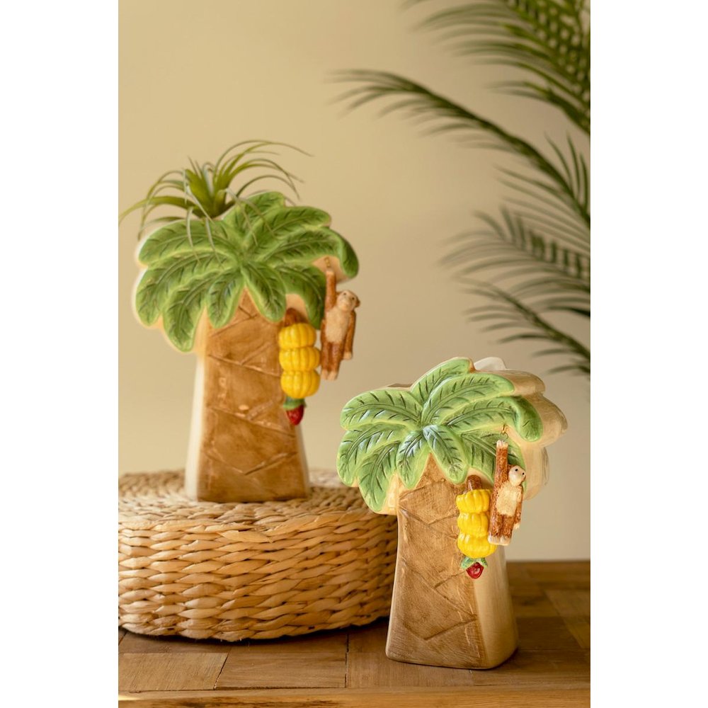 Set Of Two Ceramic Palm Tree Vases. Picture 3