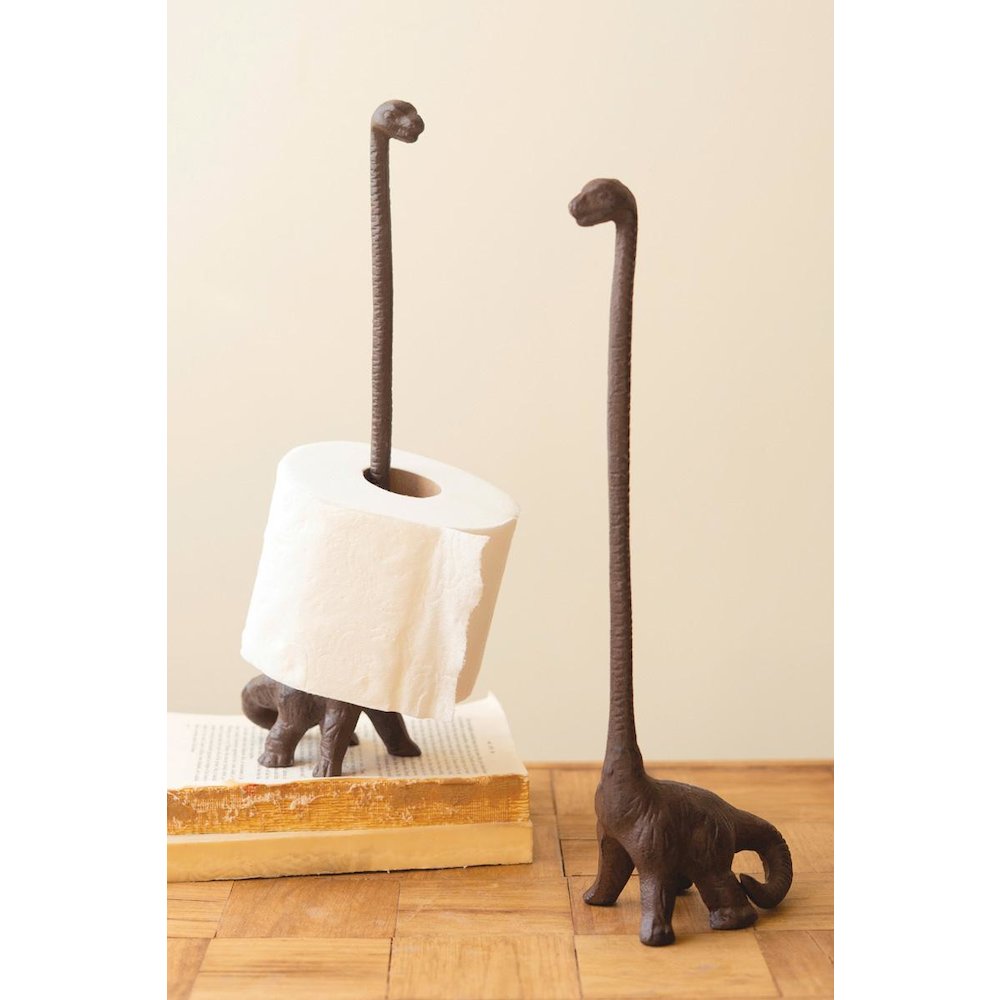 Cast Iron Dinosaur Paper Towel Holder. Picture 1