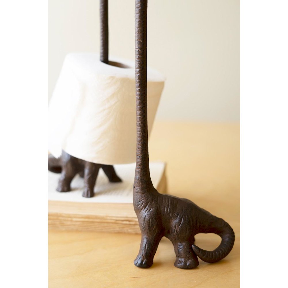 Cast Iron Dinosaur Paper Towel Holder. Picture 3