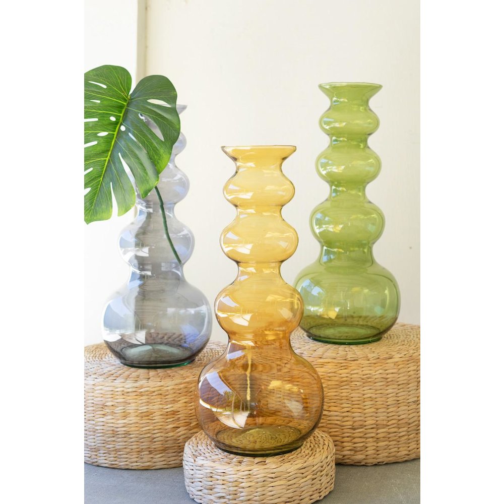 Large Glass Bubble Vase -  Blue. Picture 5