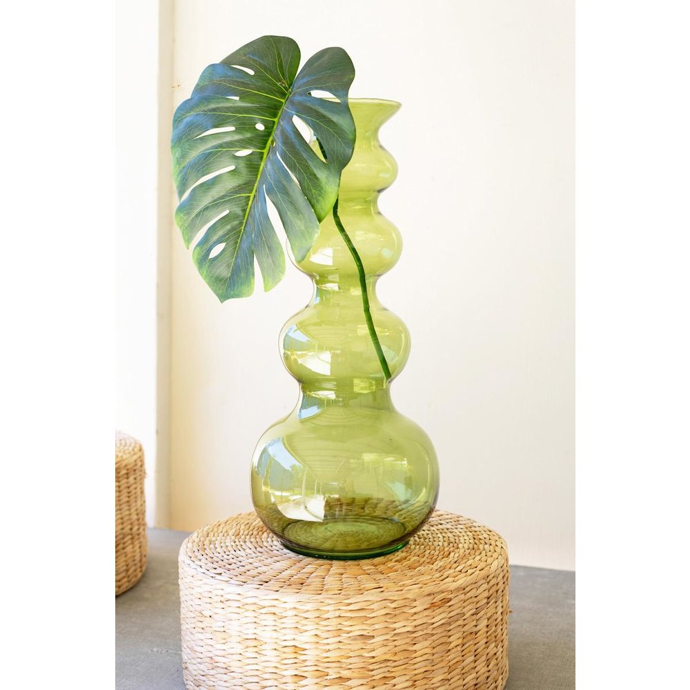 Large Glass Bubble Vase - Green. Picture 1