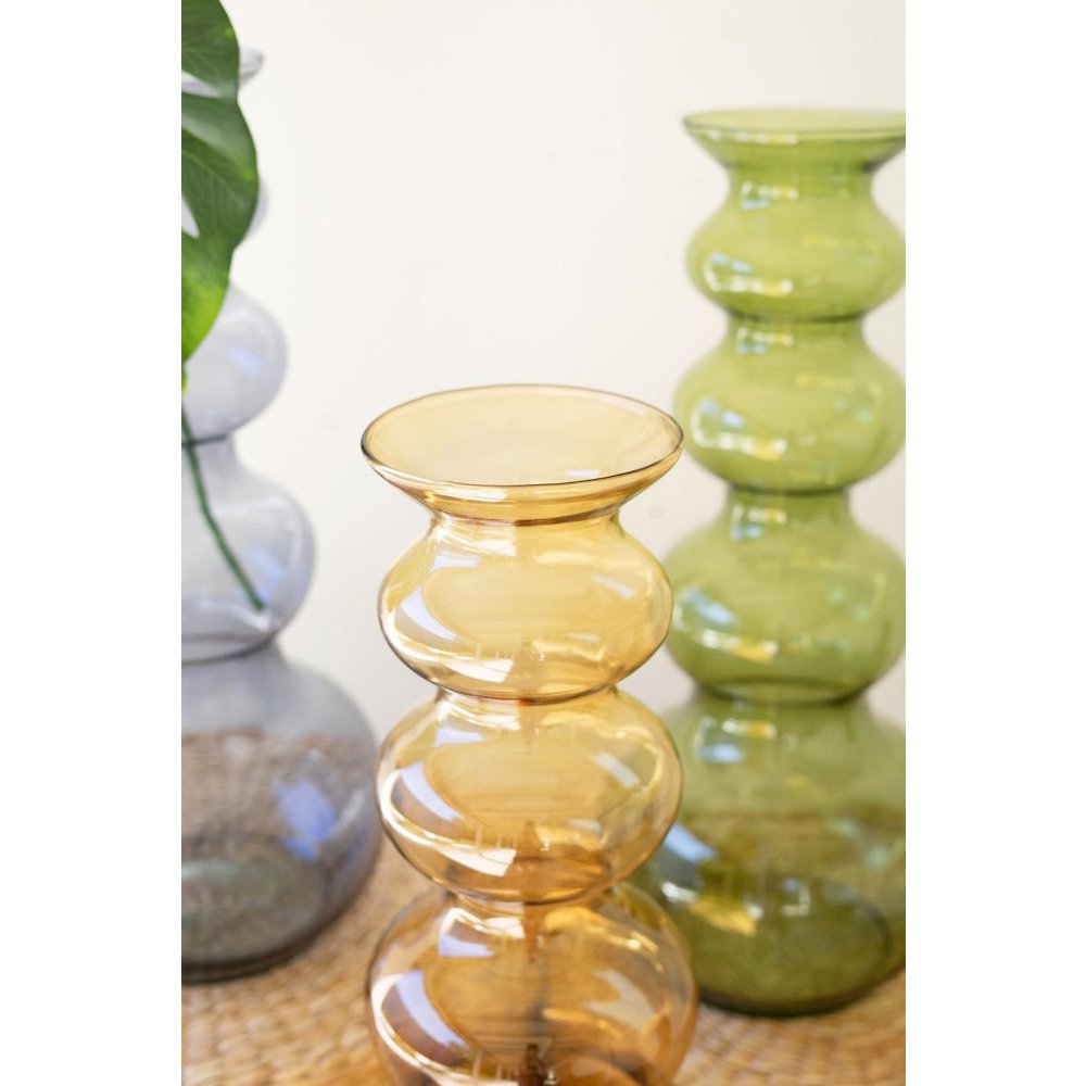 Large Glass Bubble Vase - Green. Picture 4