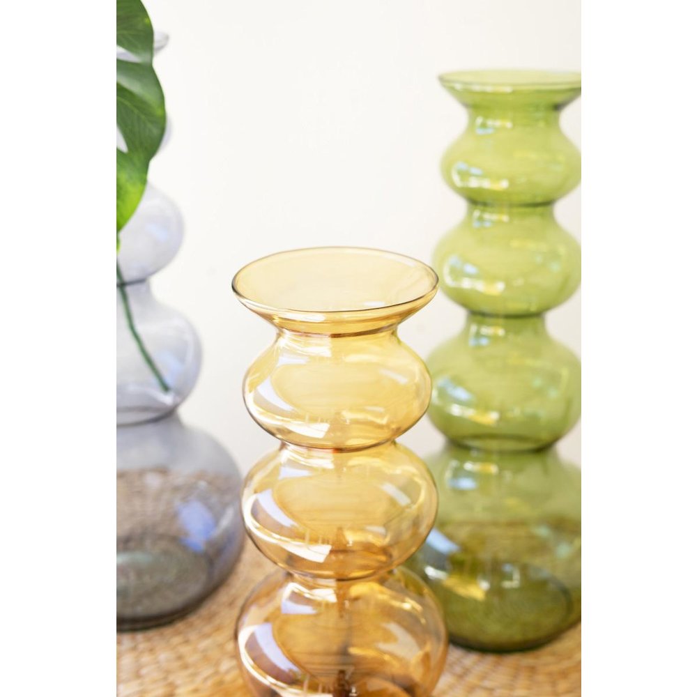 Large Glass Bubble Vase - Amber. Picture 4