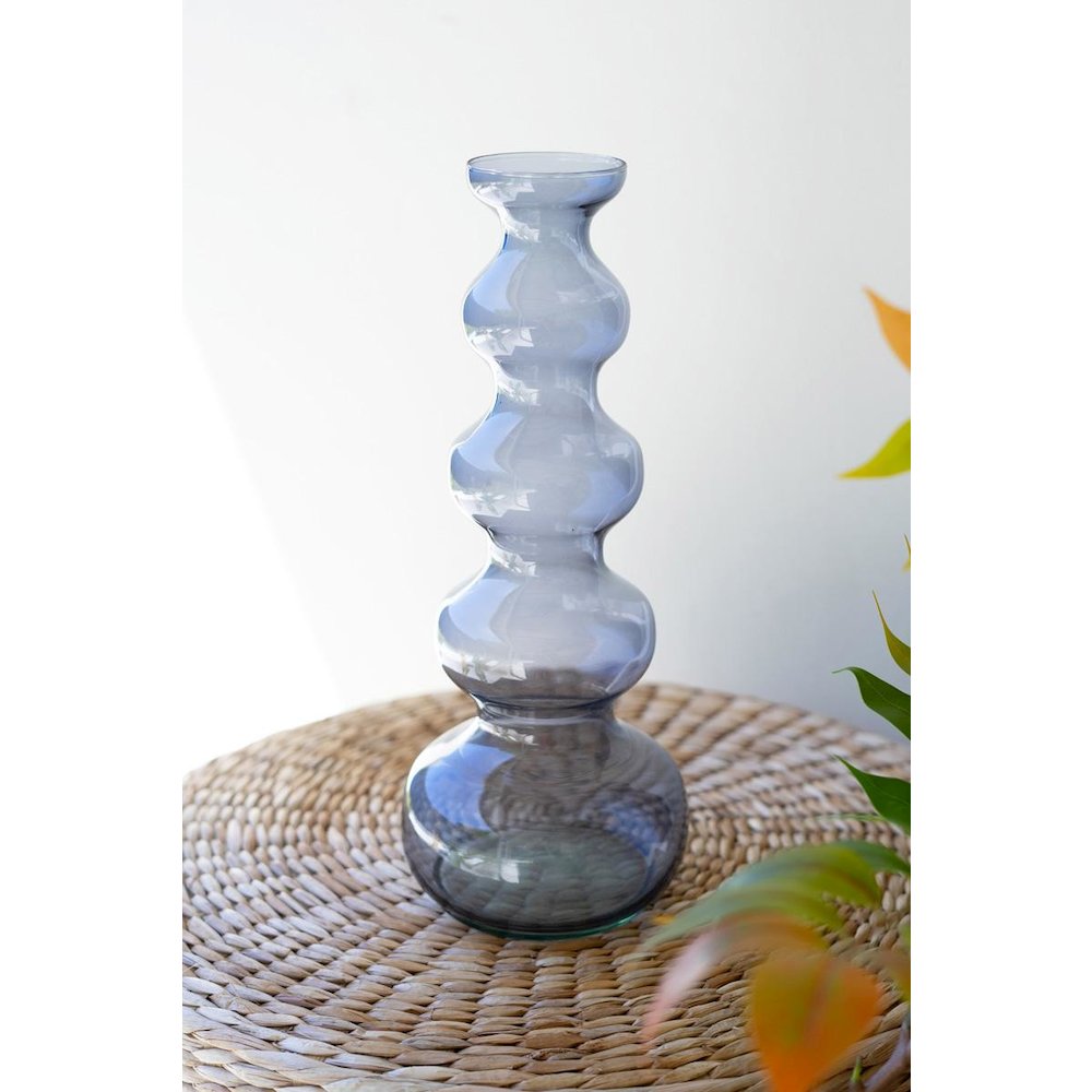 Small Glass Bubble Vase -  Blue. Picture 2
