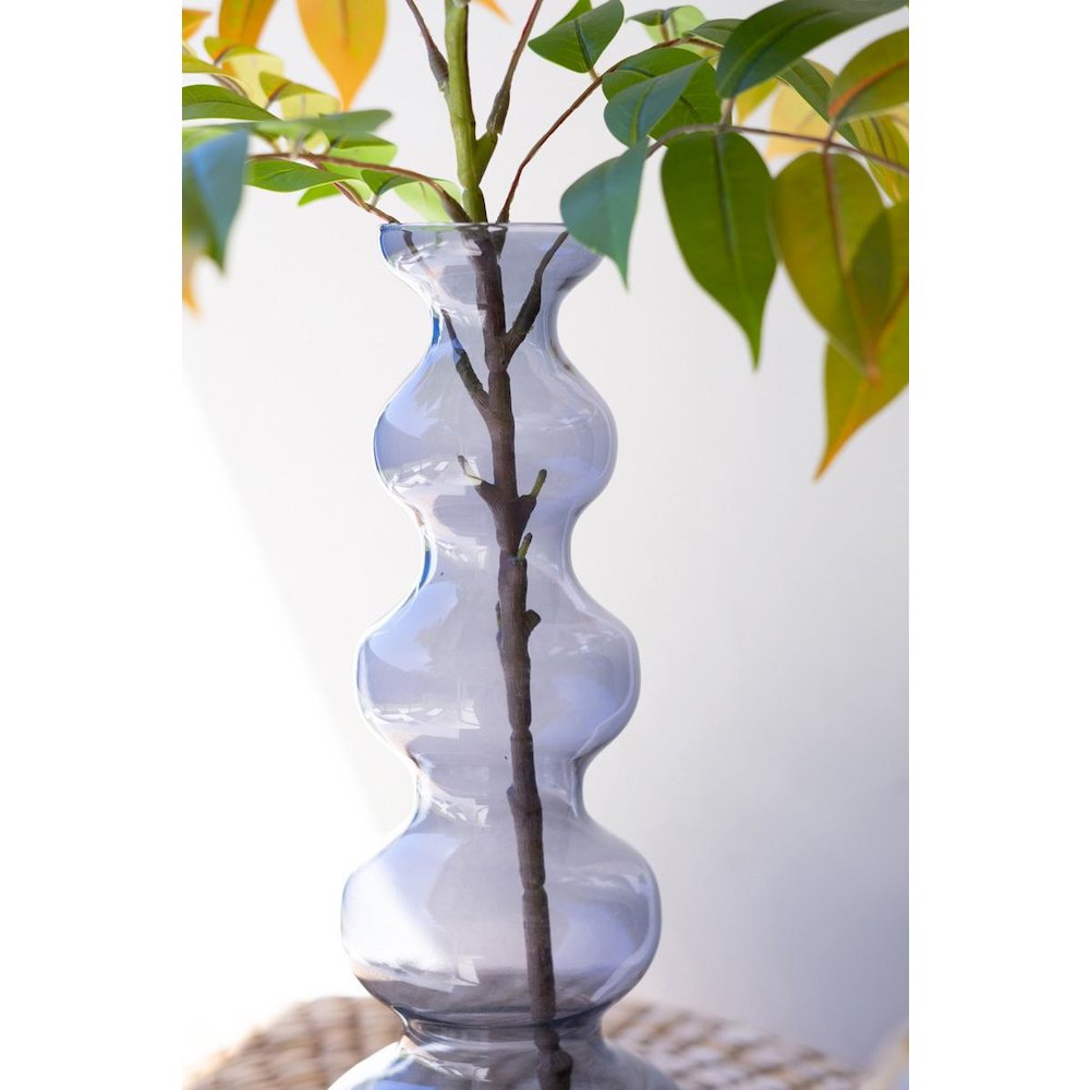 Small Glass Bubble Vase -  Blue. Picture 3