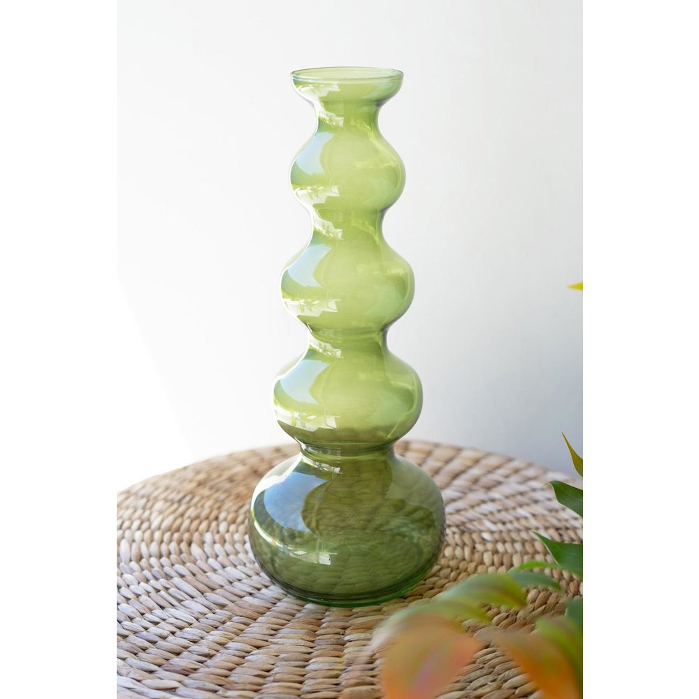 Small Glass Bubble Vase - Green. Picture 2