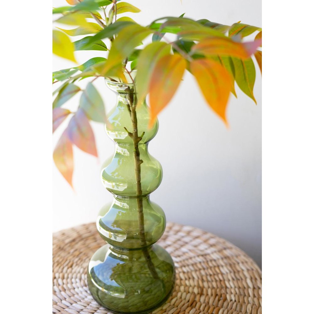 Small Glass Bubble Vase - Green. Picture 3