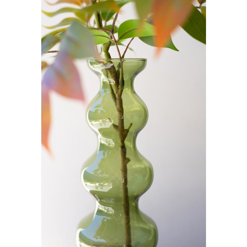 Small Glass Bubble Vase - Green. Picture 4