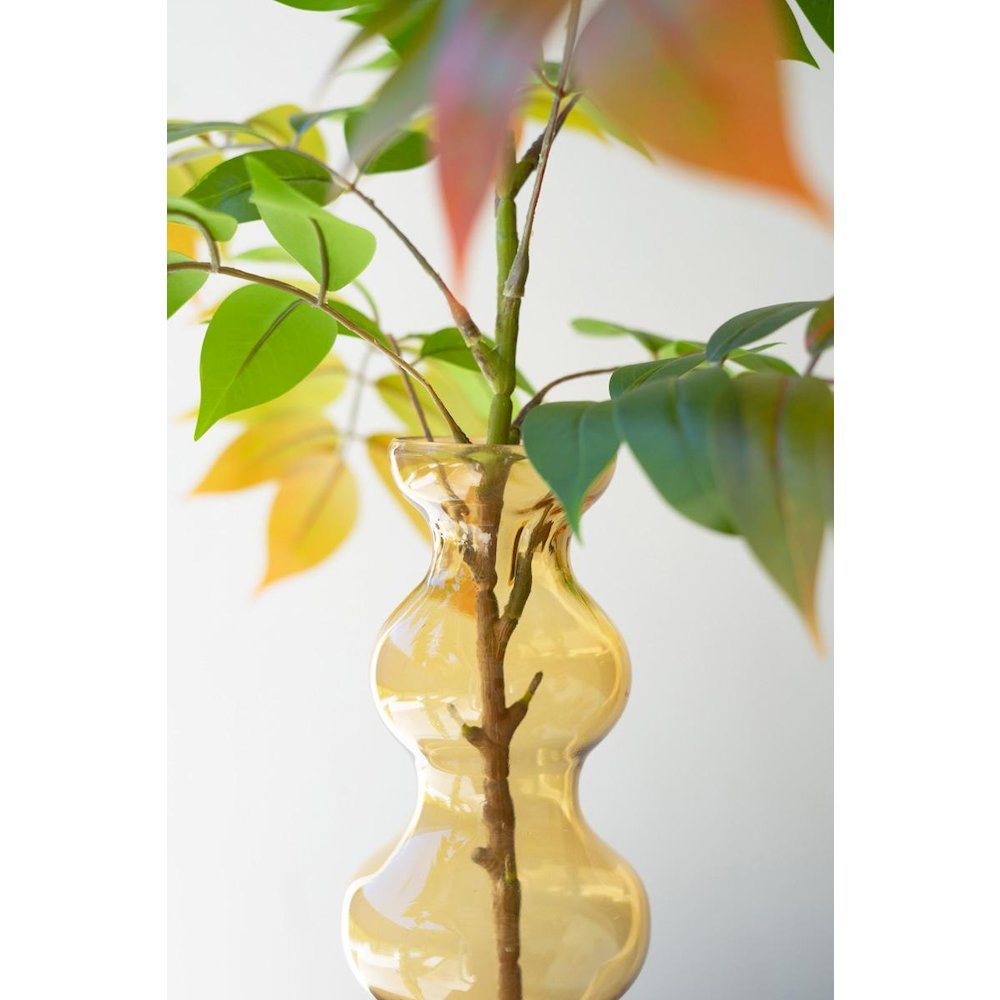 Small Glass Bubble Vase - Amber. Picture 3