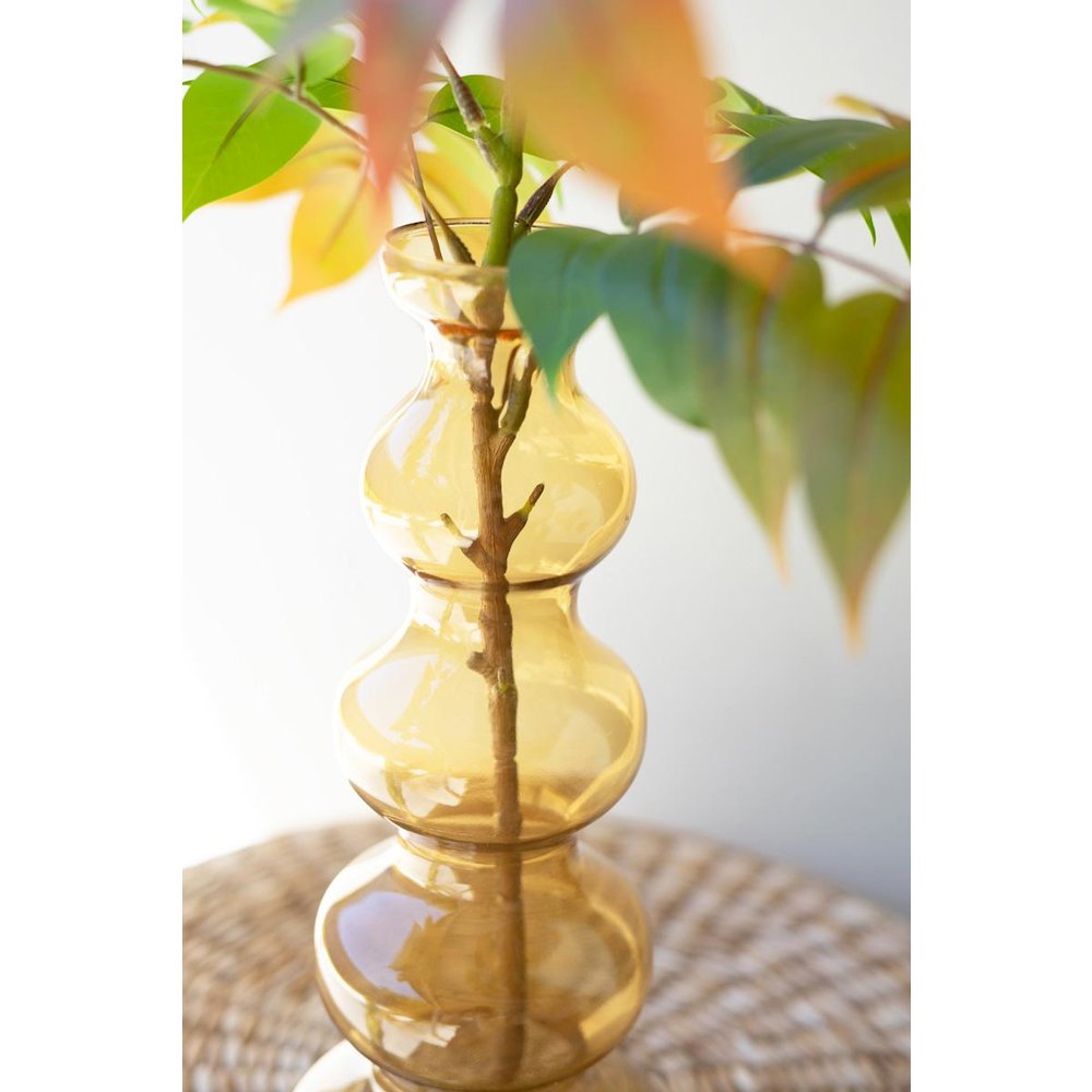 Small Glass Bubble Vase - Amber. Picture 4