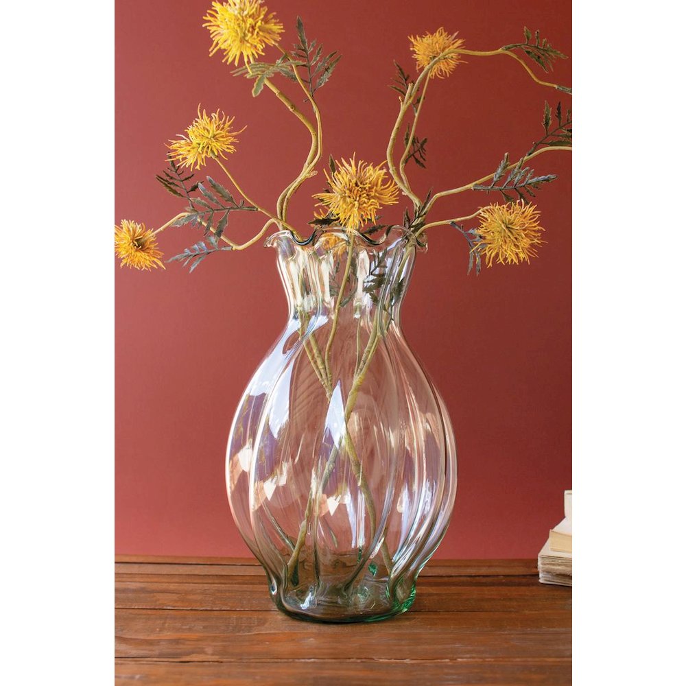Glass Melon Vase With Ruffled Edge. Picture 1