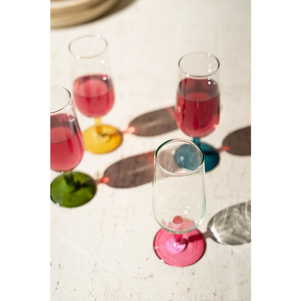 Set Of Four Apertif Glasses With Colored Stems - One Each. Picture 2