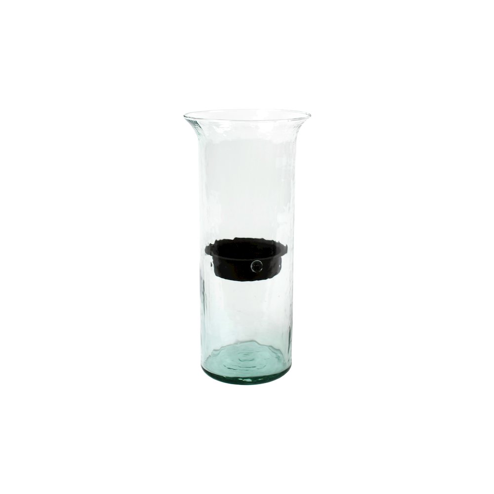 Original Glass Candle Cylinder W Rustic Insert - Large. Picture 1