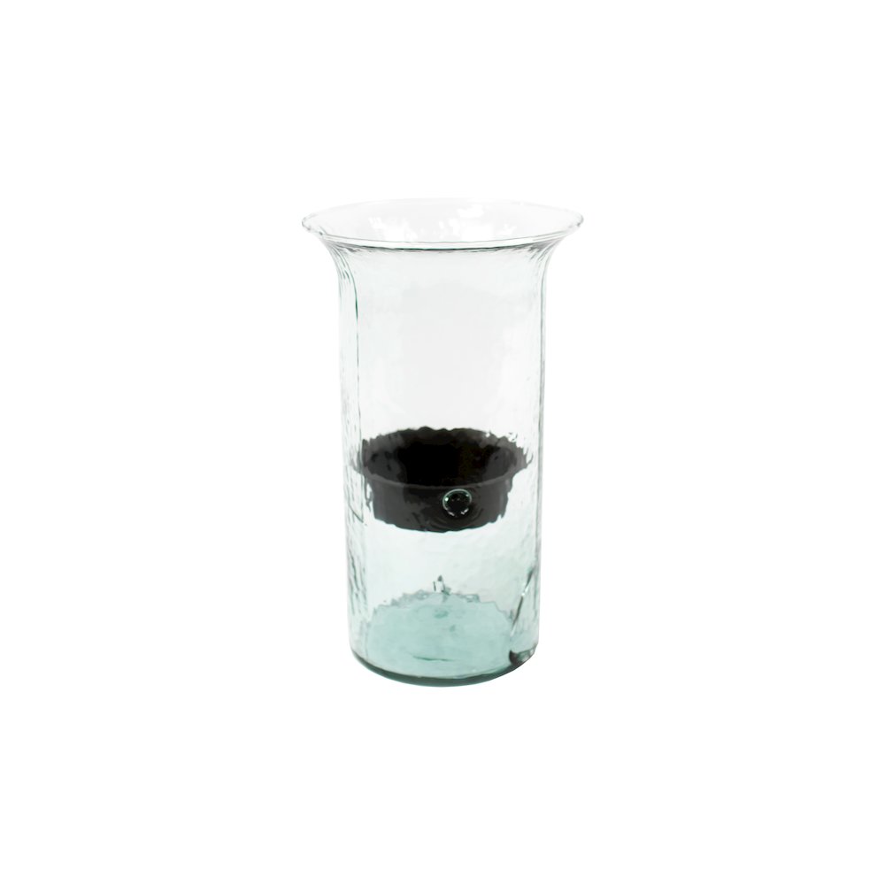 Original Glass Candle Cylinder W Rustic Insert - Medium. Picture 1
