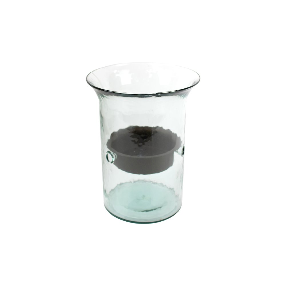 Original Glass Candle Cylinder W Rustic Insert - Small. Picture 1