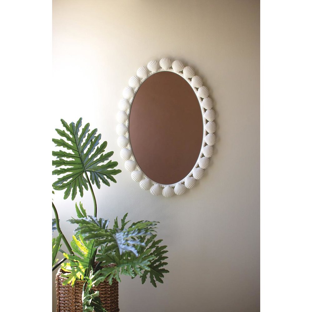Metal Shell Framed Oval Mirror. Picture 1