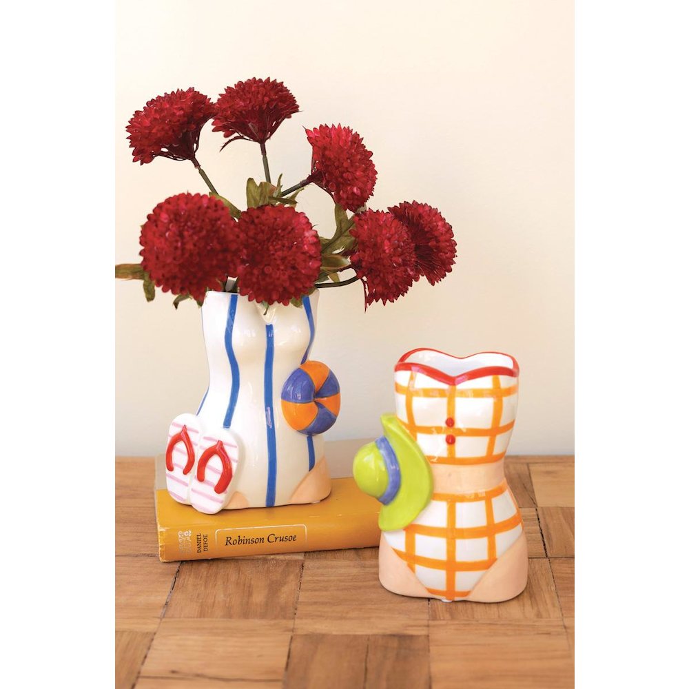 Set Of Two Ceramic Swimsuit Vases. Picture 1