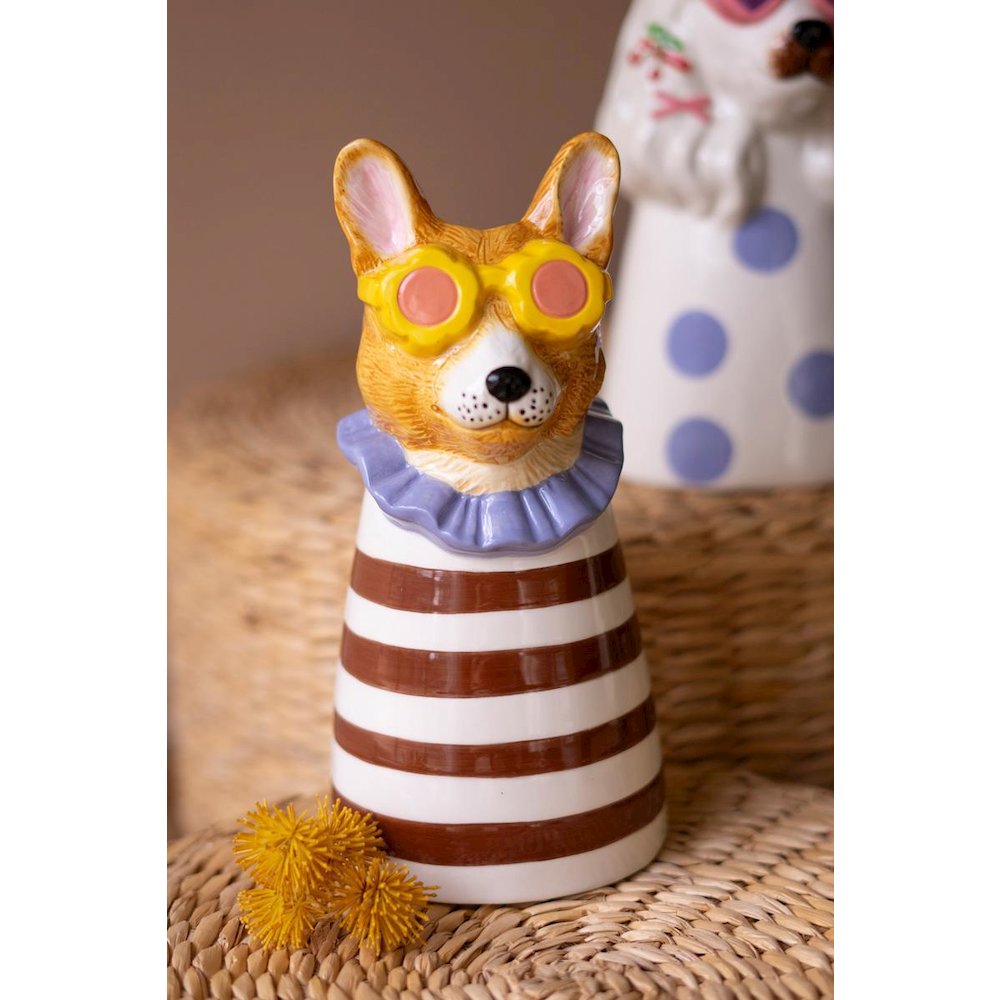 Set Of Three Ceramic Dogs With Sun Shades Vases. Picture 3