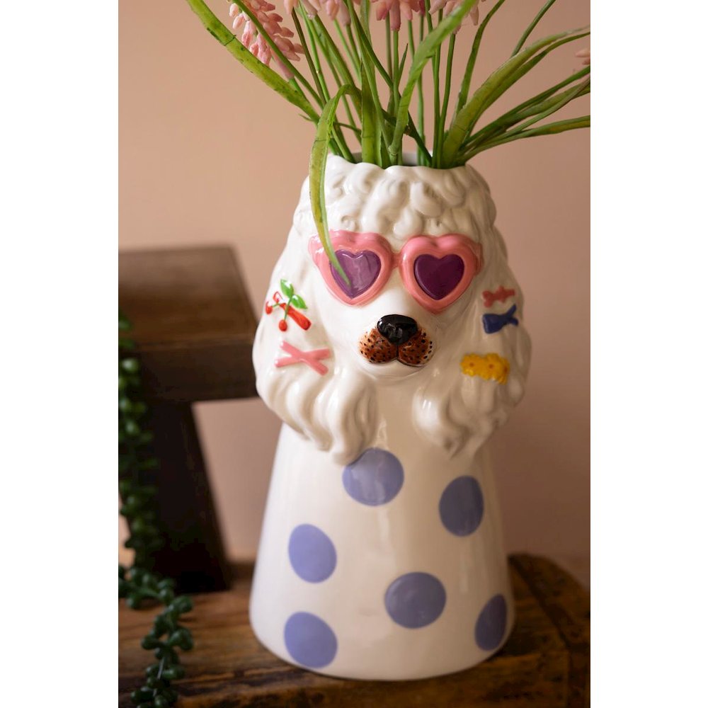 Set Of Three Ceramic Dogs With Sun Shades Vases. Picture 4