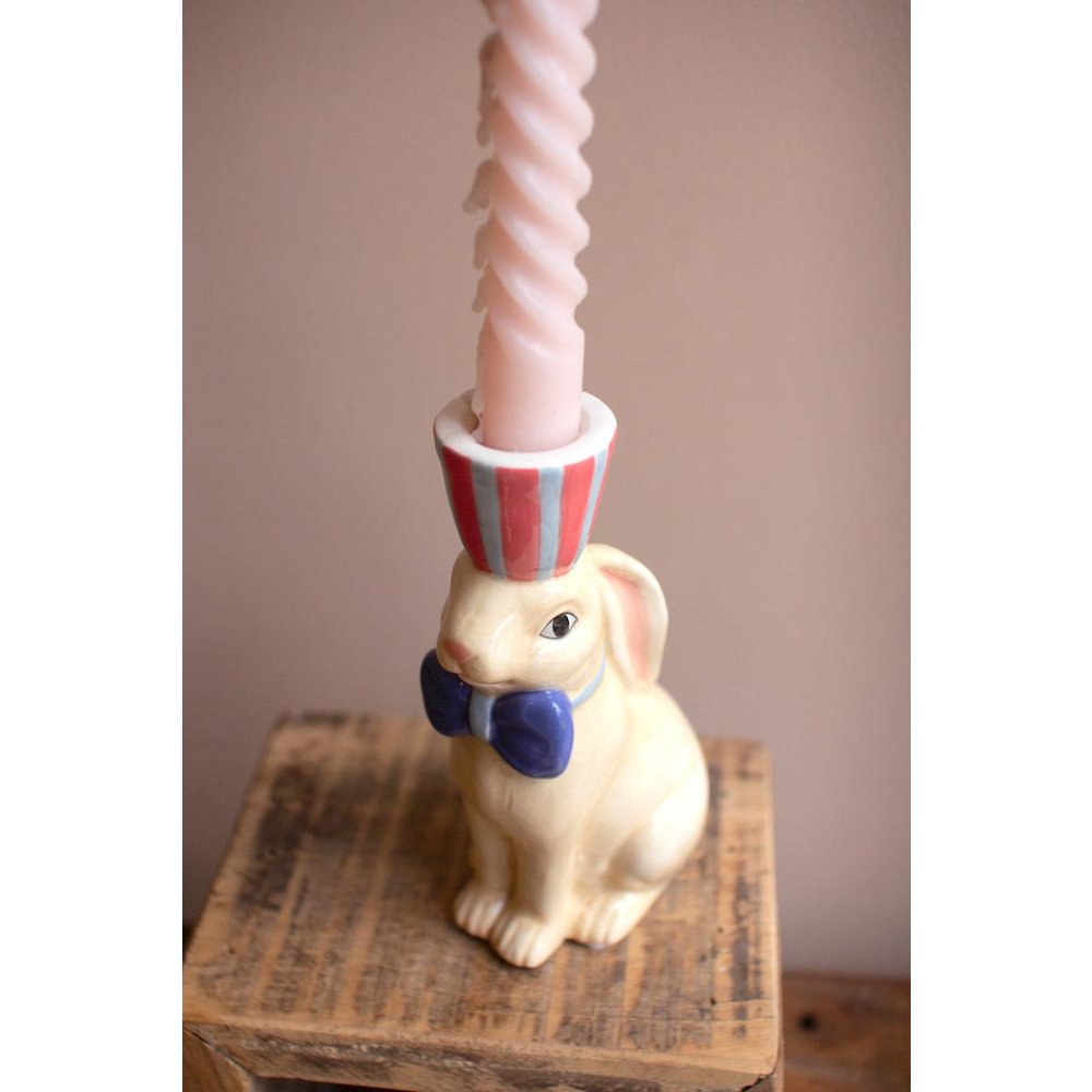 Set Of Three Ceramic Easter Bunny Taper Candle Holders. Picture 4