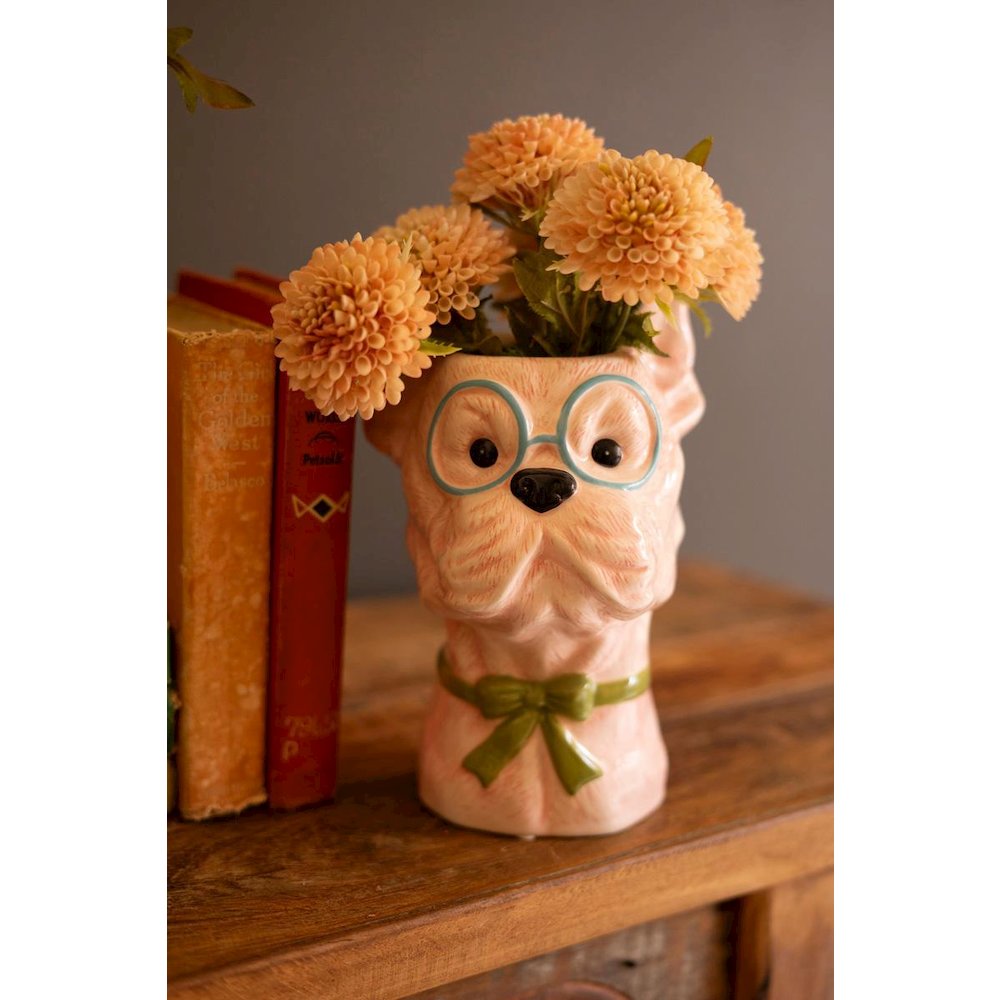 Set Of Three Ceramic Dog Vases With Bows. Picture 2