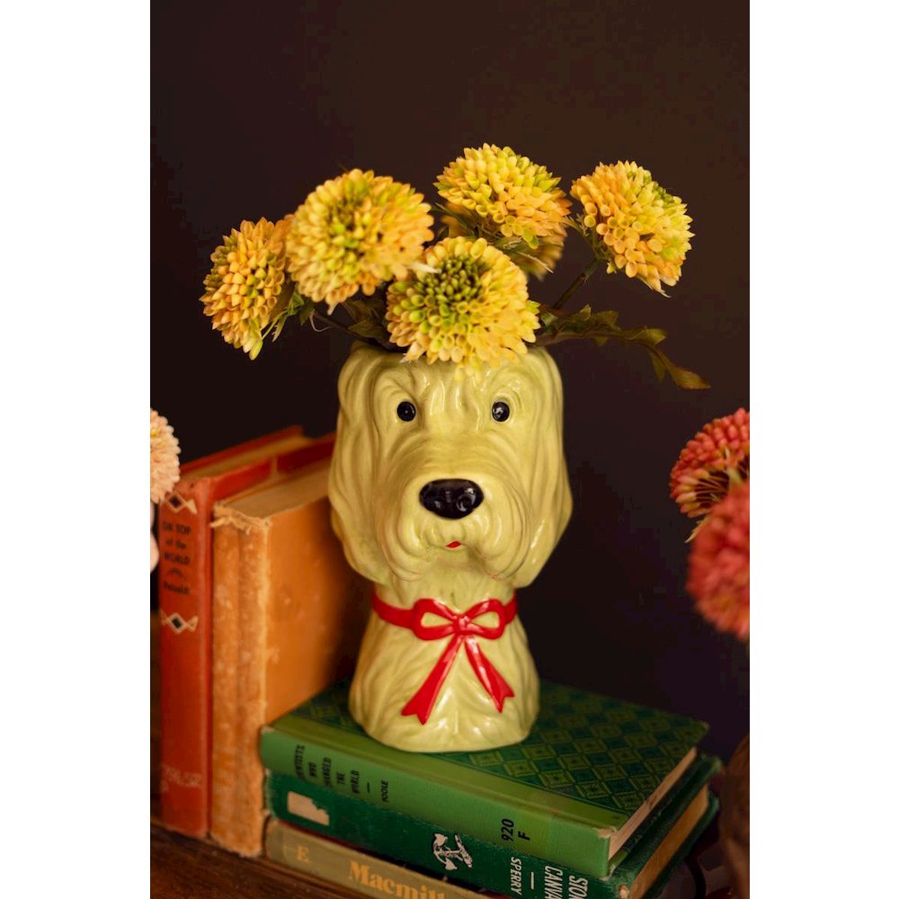 Set Of Three Ceramic Dog Vases With Bows. Picture 3