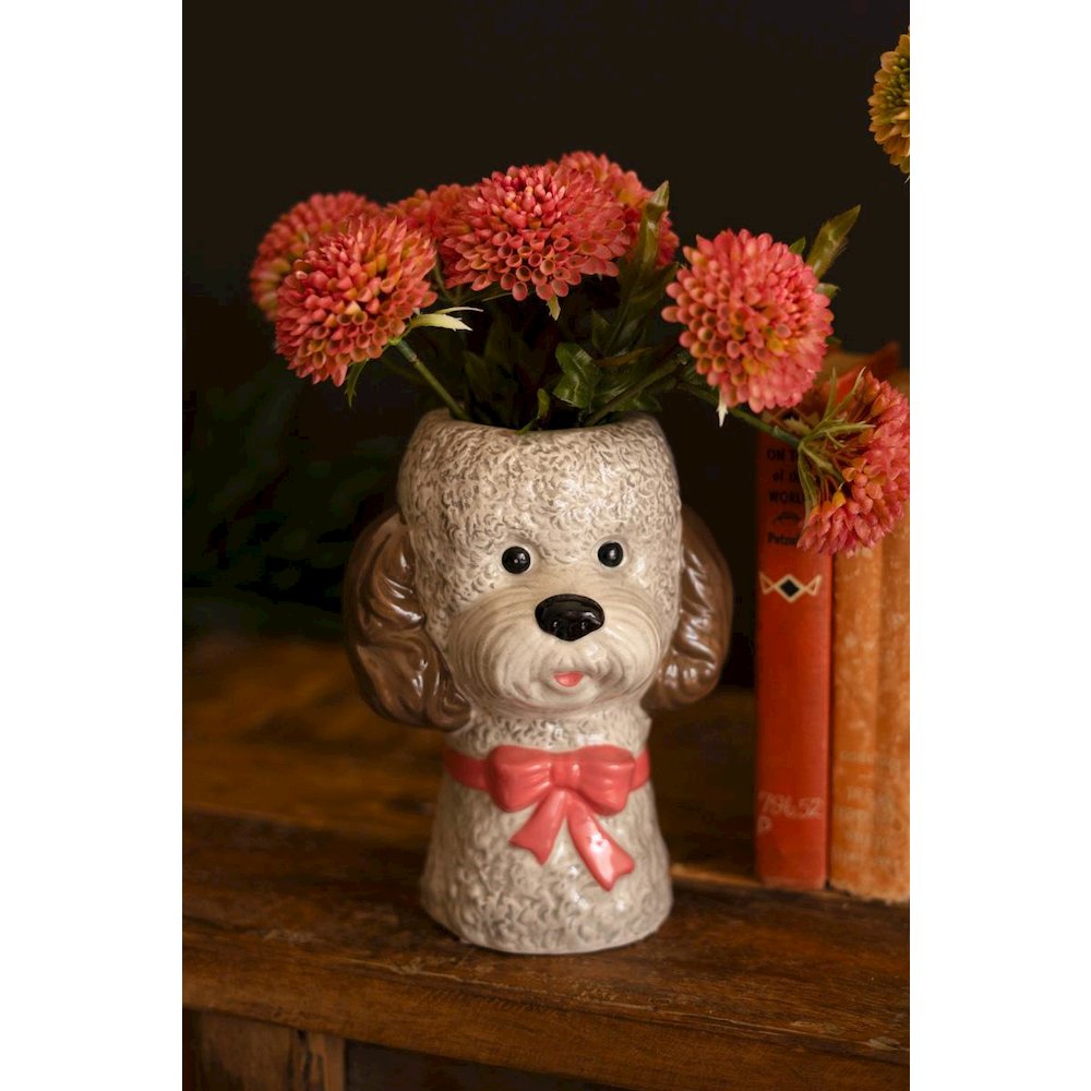 Set Of Three Ceramic Dog Vases With Bows. Picture 4