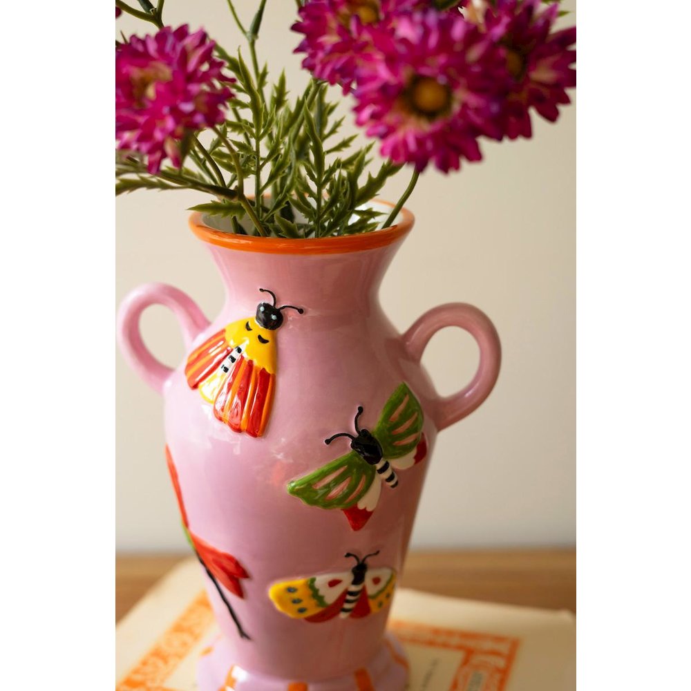 Set Of Two Ceramic Butterfly And Moth Vases. Picture 3