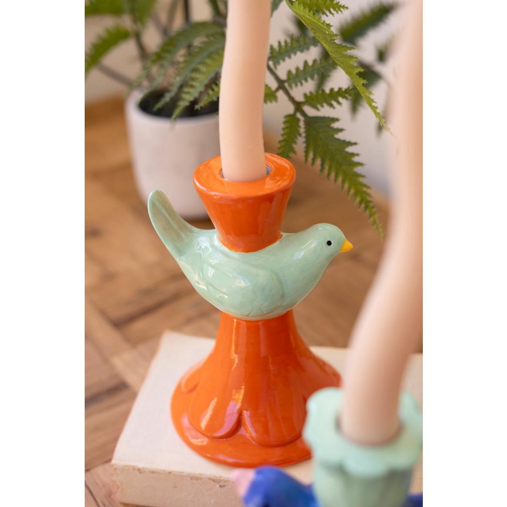 Set Of Five Ceramic Birds Taper Candle Holders. Picture 2