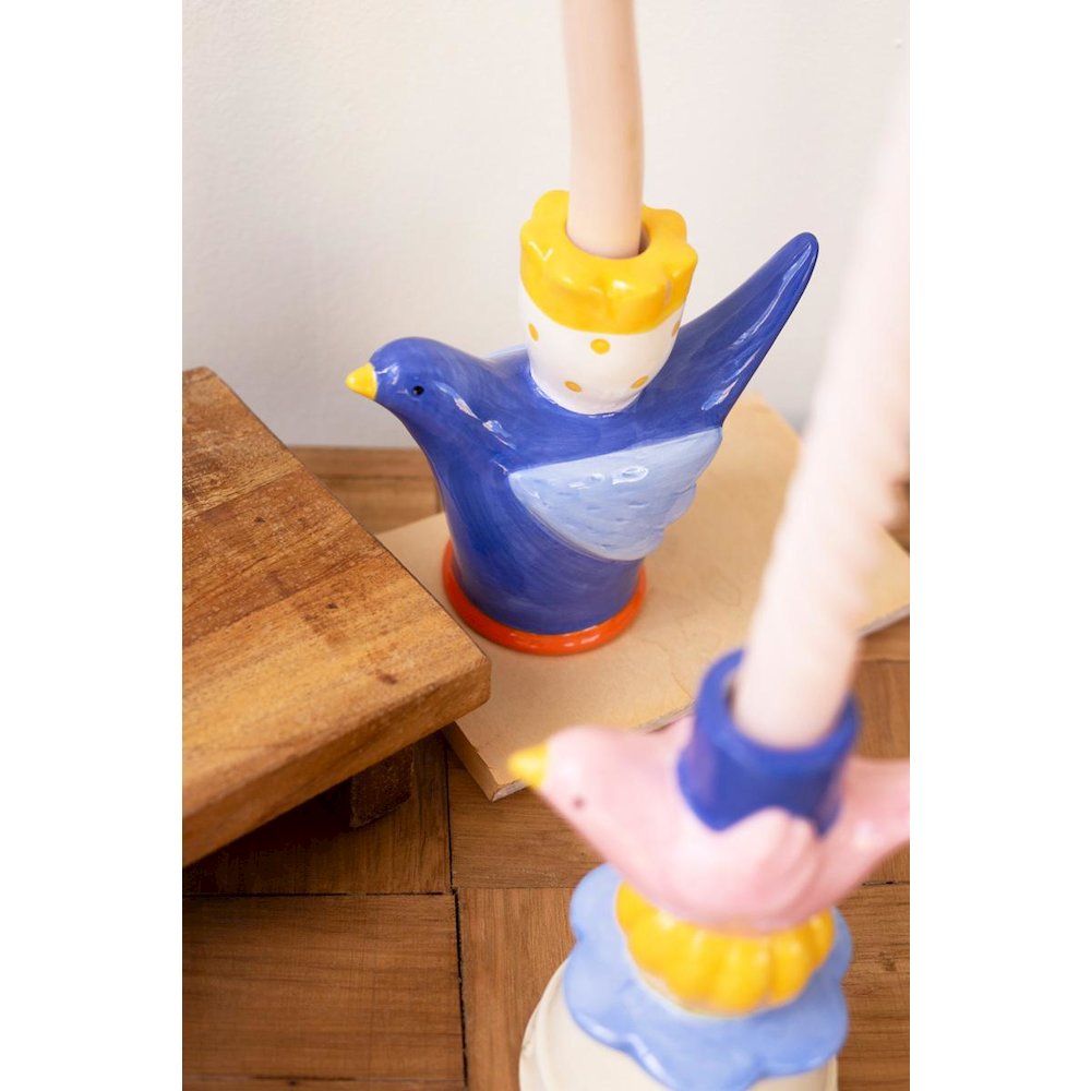 Set Of Five Ceramic Birds Taper Candle Holders. Picture 3