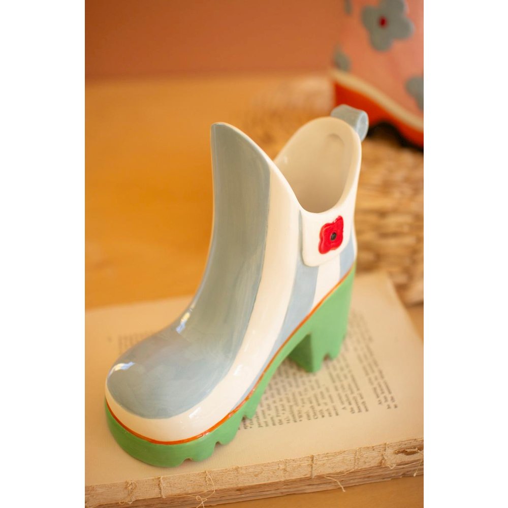 Set Of Two Ceramic Colorful Rubber Boot Vases. Picture 2