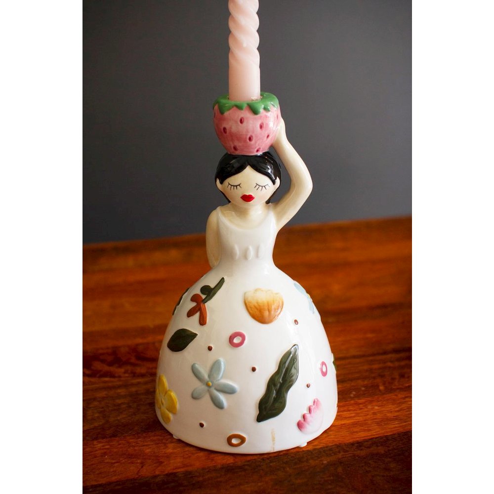 Set Of Two Ceramic Girl Taper Candle Holders. Picture 2