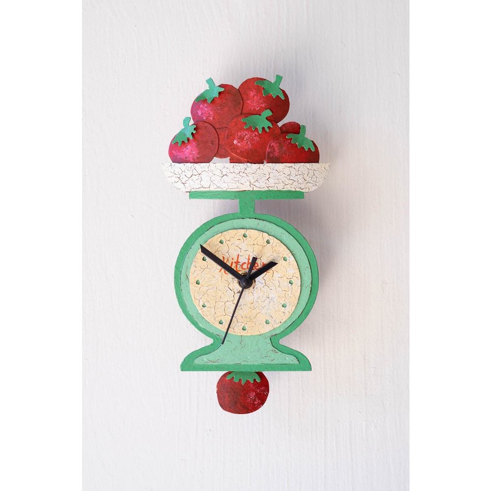 Hand Painted Wall Clock - Tomatoes on a Scale. Picture 1